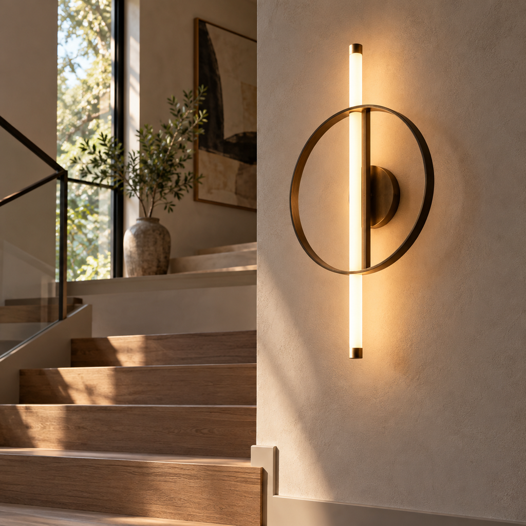 OrbitLine Wall Light in a hallway